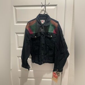 NWT Vintage Don’t Stop 80s Leather patches unisex western denim Jacket L